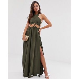 ASOS DESIGN maxi dress with cross neck and cut out